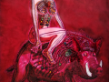 Freyja, Goddess of war, desire and forbidden magic, riding The Hildisvíni at Fólkvangr Fields folder